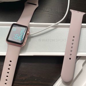 Rose Gold Apple Watch, case and band